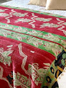 Vintage Sari Kantha Quilt