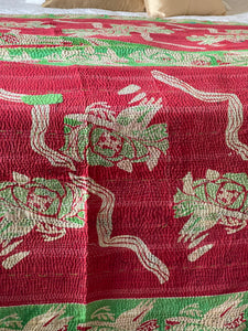 Vintage Sari Kantha Quilt