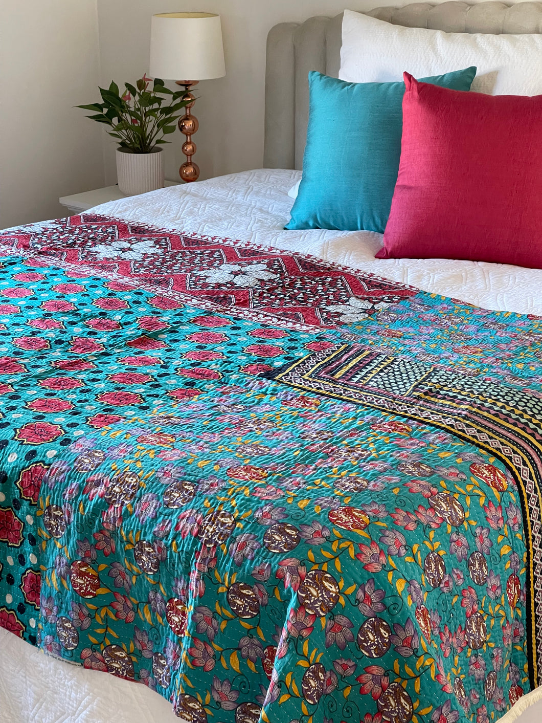 Vintage Sari Kantha Quilt