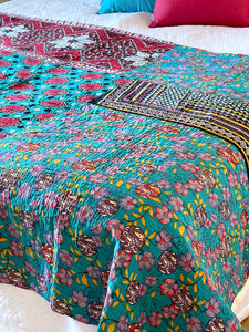 Vintage Sari Kantha Quilt