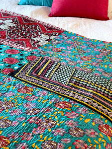 Vintage Sari Kantha Quilt