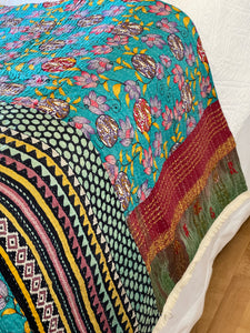 Vintage Sari Kantha Quilt