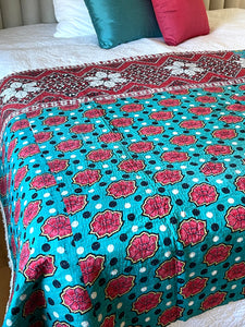 Vintage Sari Kantha Quilt