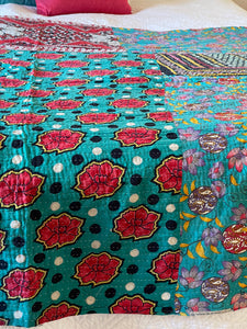 Vintage Sari Kantha Quilt