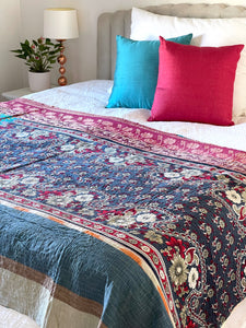 Vintage Sari Kantha Quilt