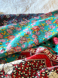 Vintage Sari Kantha Quilt