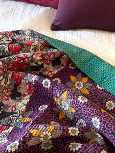 Vintage Sari Kantha Quilt