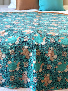 Vintage Sari Kantha Quilt