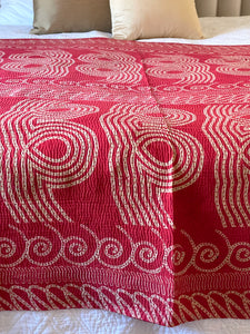 Vintage Sari Kantha Quilt