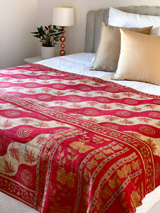 Vintage Sari Kantha Quilt