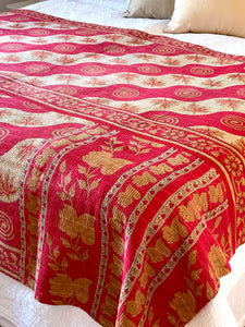 Vintage Sari Kantha Quilt