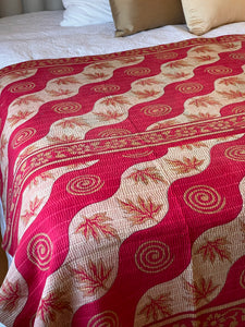 Vintage Sari Kantha Quilt