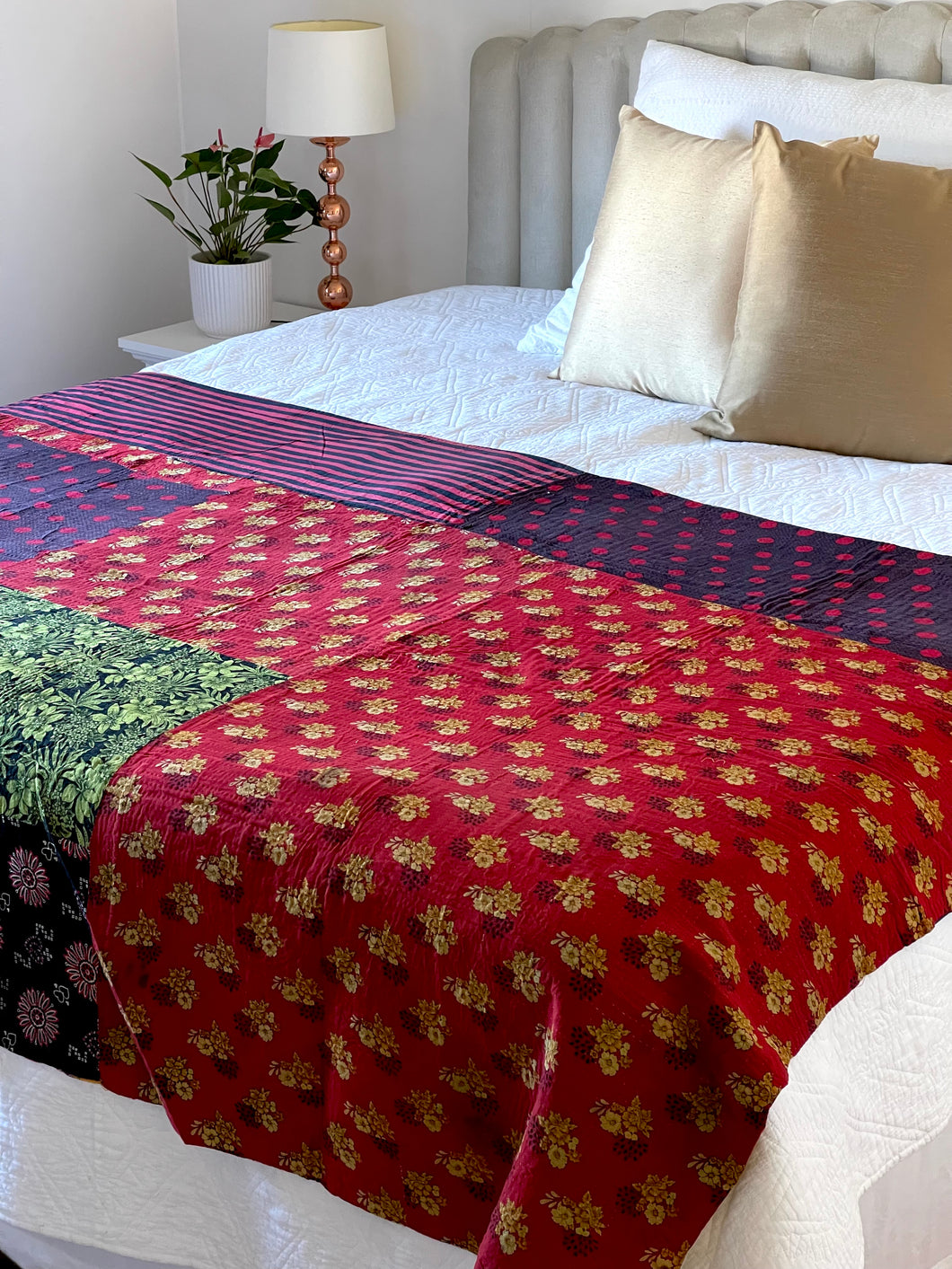 Vintage Sari Kantha Quilt