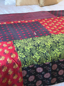 Vintage Sari Kantha Quilt