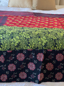 Vintage Sari Kantha Quilt