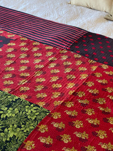 Vintage Sari Kantha Quilt