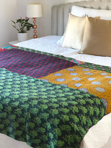 Vintage Sari Kantha Quilt