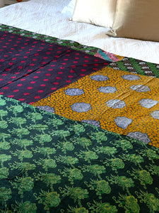 Vintage Sari Kantha Quilt