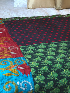 Vintage Sari Kantha Quilt