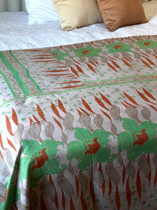 Vintage Sari Kantha Quilt