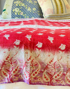 Vintage Sari Kantha Quilt