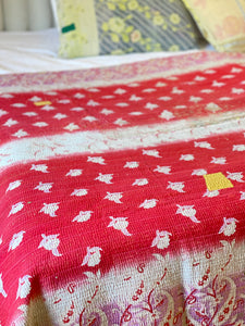 Vintage Sari Kantha Quilt