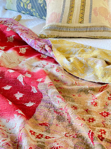 Vintage Sari Kantha Quilt