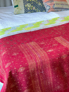 Vintage Sari Kantha Quilt