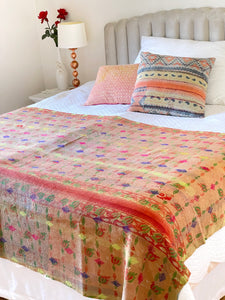 Vintage Sari Kantha Quilt