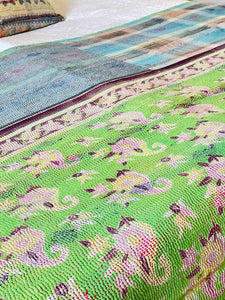 Vintage Sari Kantha Quilt