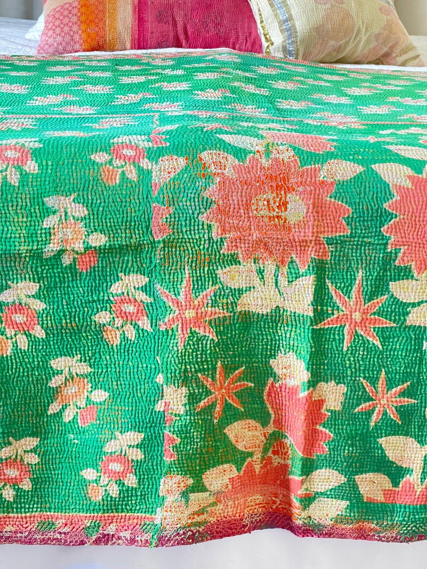 Vintage Sari Kantha Quilt