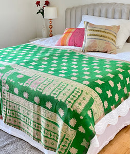 Vintage Sari Kantha Quilt