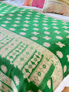 Vintage Sari Kantha Quilt