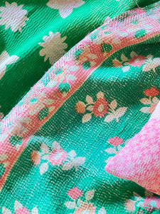 Vintage Sari Kantha Quilt