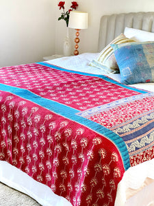 Vintage Sari Kantha Quilt