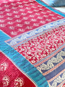 Vintage Sari Kantha Quilt