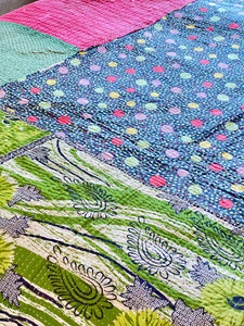 Vintage Sari Kantha Quilt