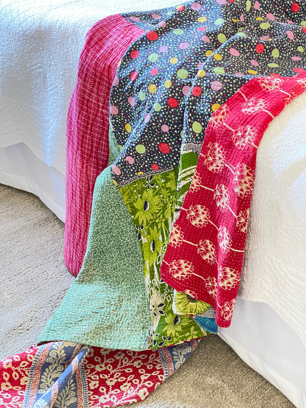 Vintage Sari Kantha Quilt