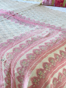 Vintage Sari Kantha Quilt