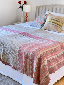 Vintage Sari Kantha Quilt