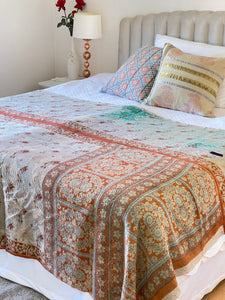 Vintage Sari Kantha Quilt