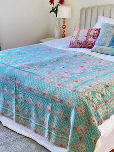 Vintage Sari Kantha Quilt