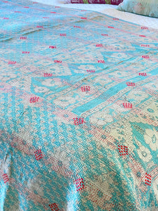 Vintage Sari Kantha Quilt