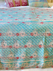 Vintage Sari Kantha Quilt