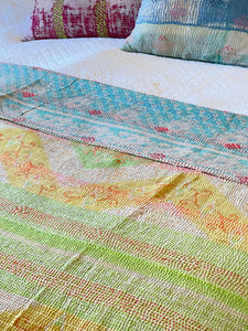 Vintage Sari Kantha Quilt