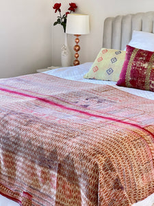 Vintage Sari Kantha Quilt