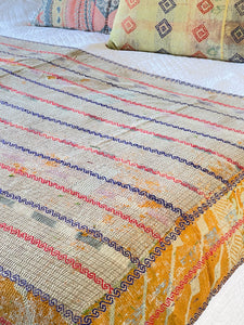 Vintage Sari Kantha Quilt