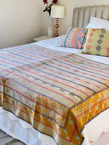 Vintage Sari Kantha Quilt