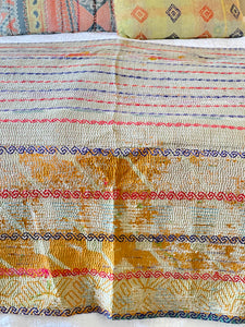 Vintage Sari Kantha Quilt