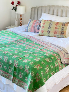 Vintage Sari Kantha Quilt